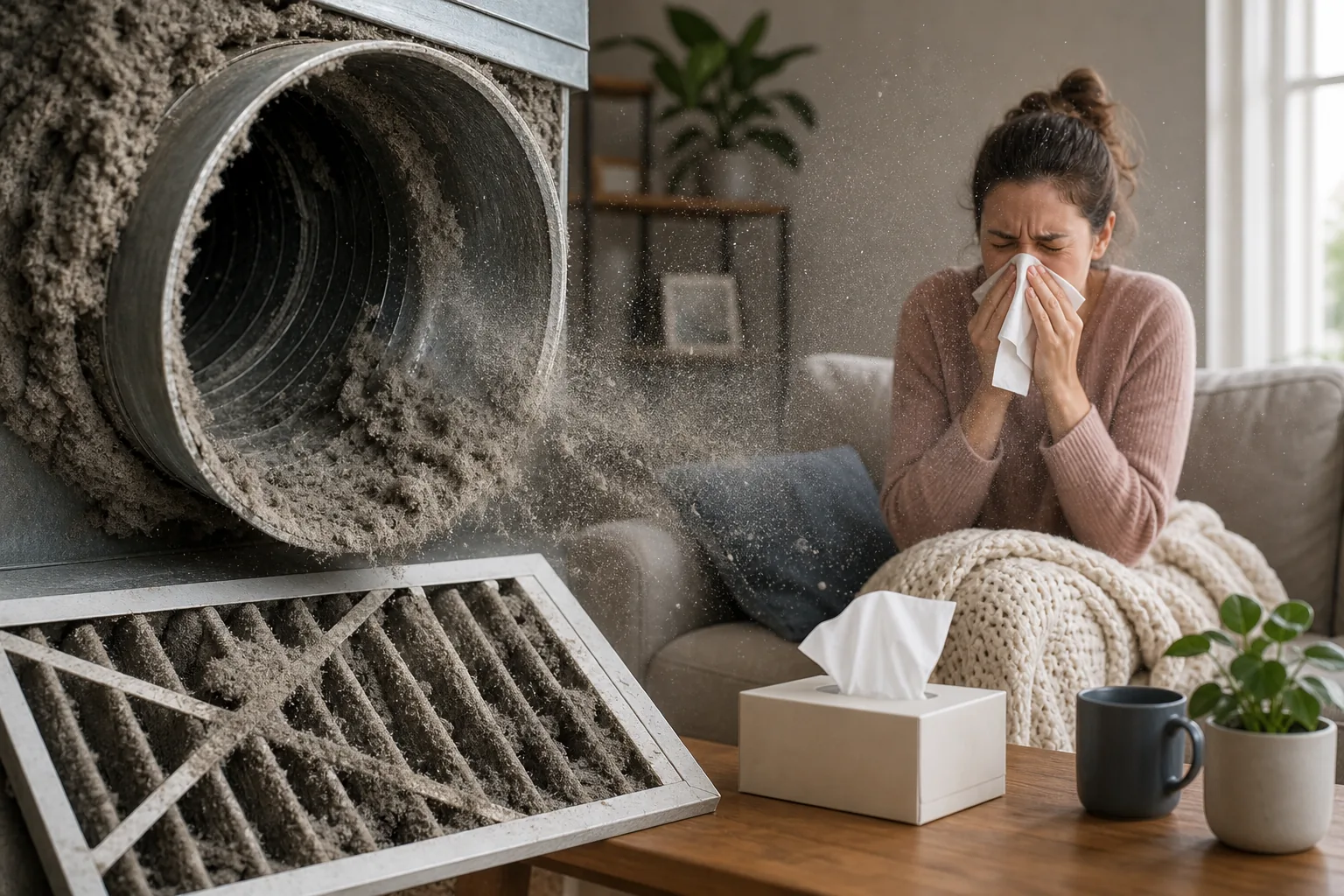 Illustration for More Dust or Allergy Symptoms: Filtration and Ductwork Warning Signs