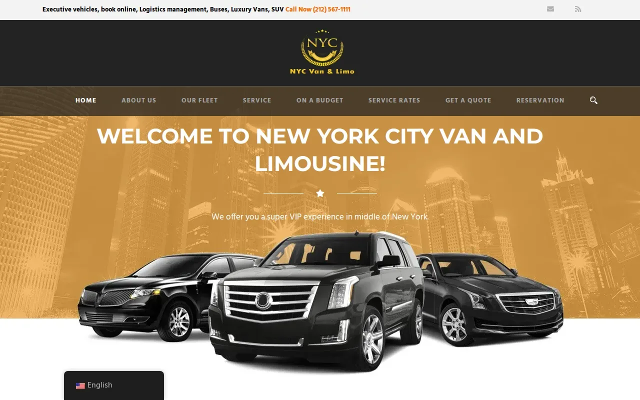Screenshot of the NYC Van & Limo website