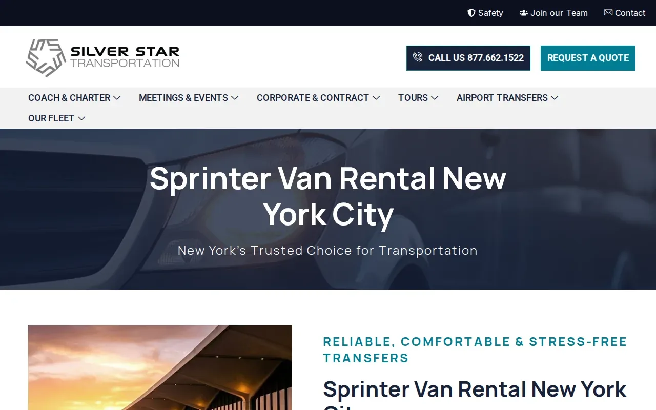 Screenshot of the Silver Star Transportation website
