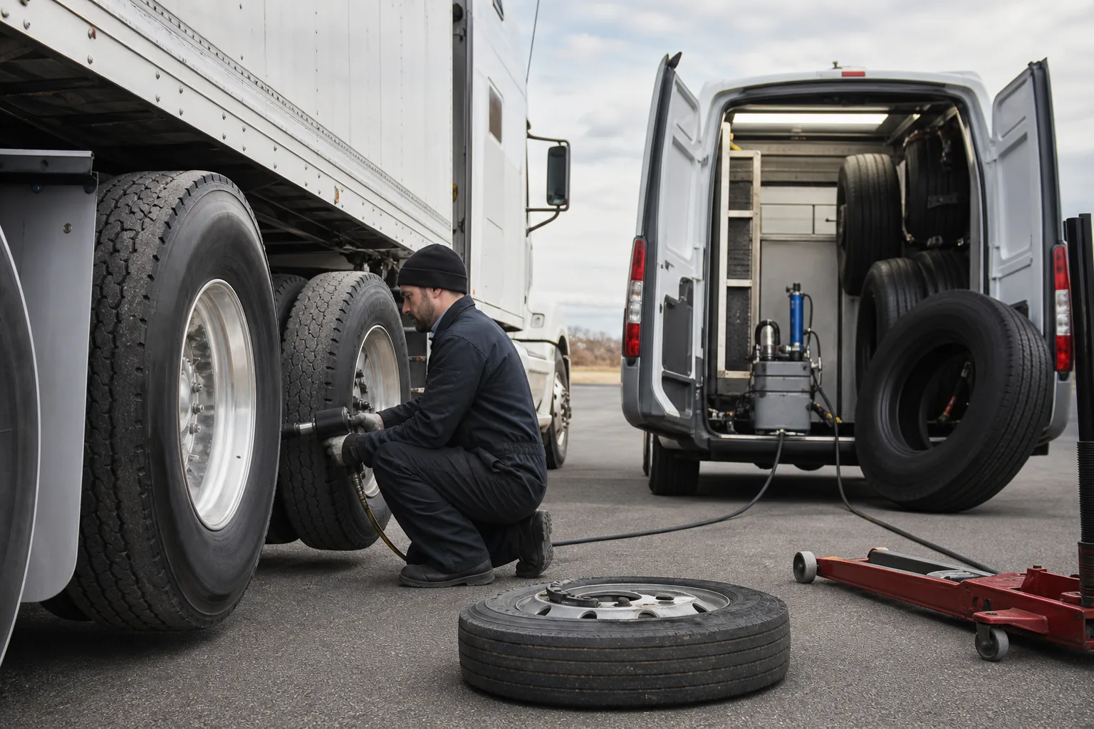 Illustration for Mobile commercial tire providers