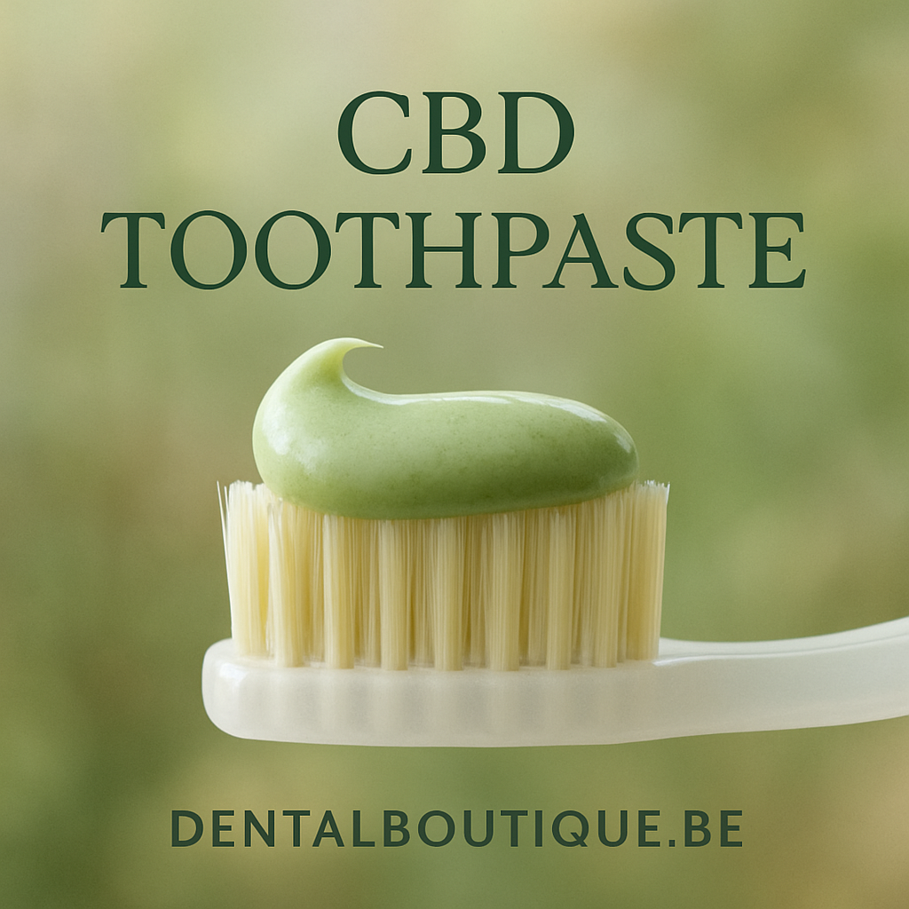 A close‑up of a toothbrush with a dab of CBD toothpaste on the bristles, set against a soft, natural background. Alt: CBD toothpaste on toothbrush highlighting natural ingredients and gentle cleaning.