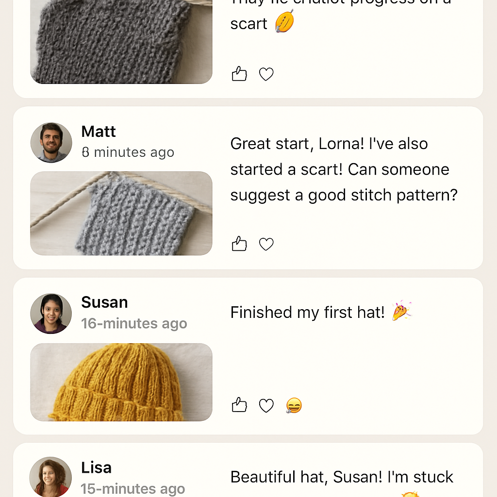 A cozy knitting workspace with a laptop showing an online class, yarn balls, and a steaming mug of tea. Alt: Choosing the right online knitting platform for beginners