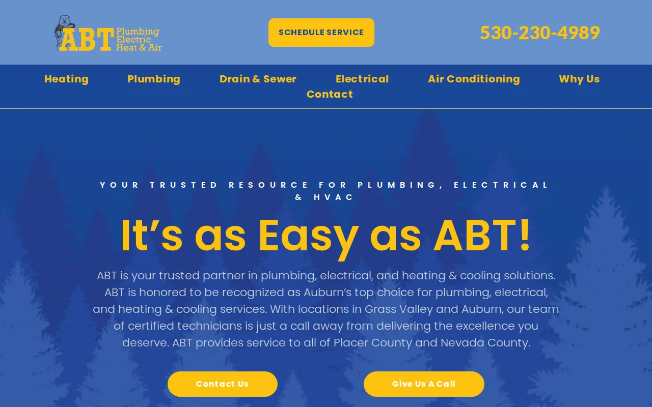 ABT Plumbing: visual reference for 4. ABT Plumbing, Electric, Heat & Air | Broad home-service support