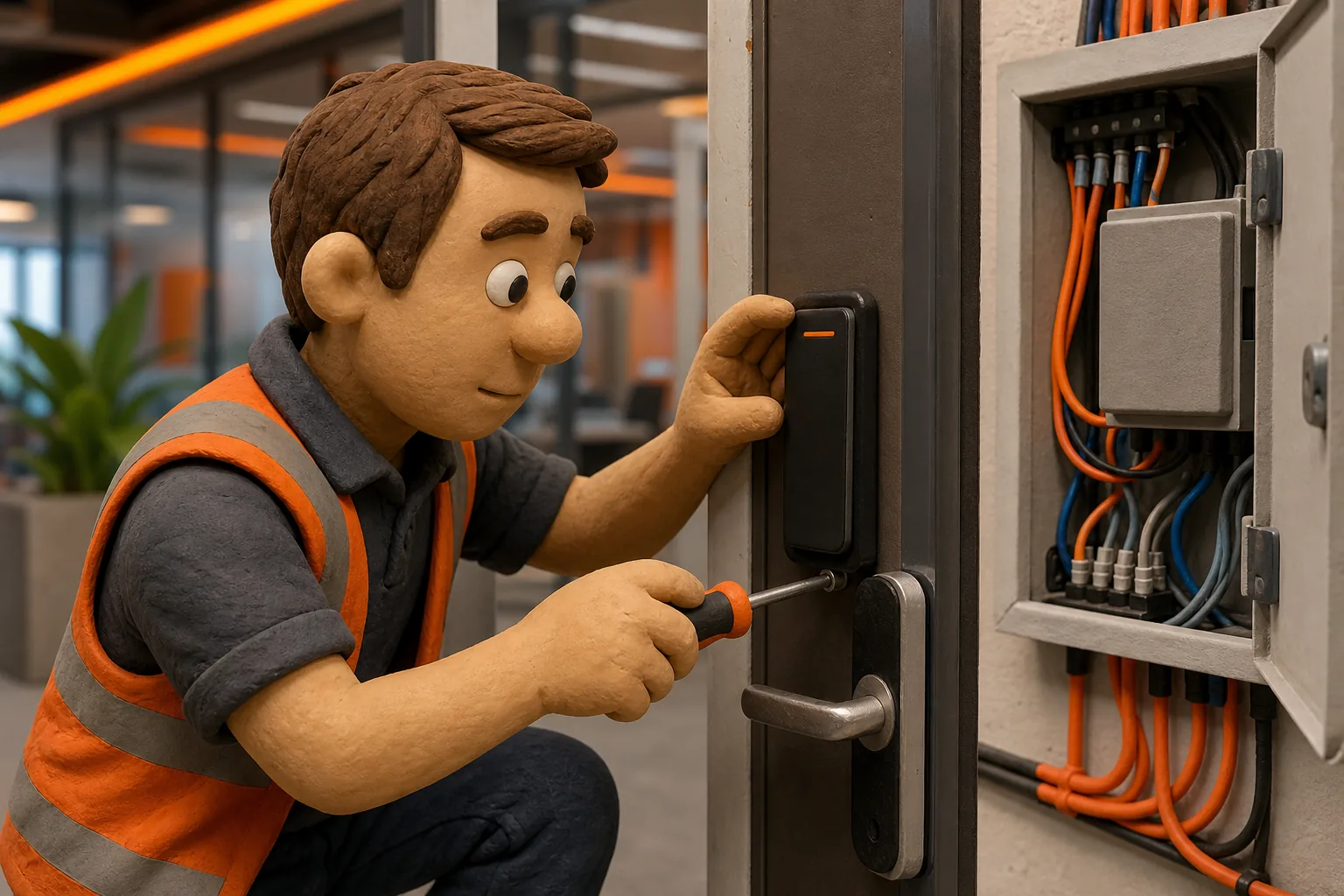 access control reader lock and controller installation in a UK office