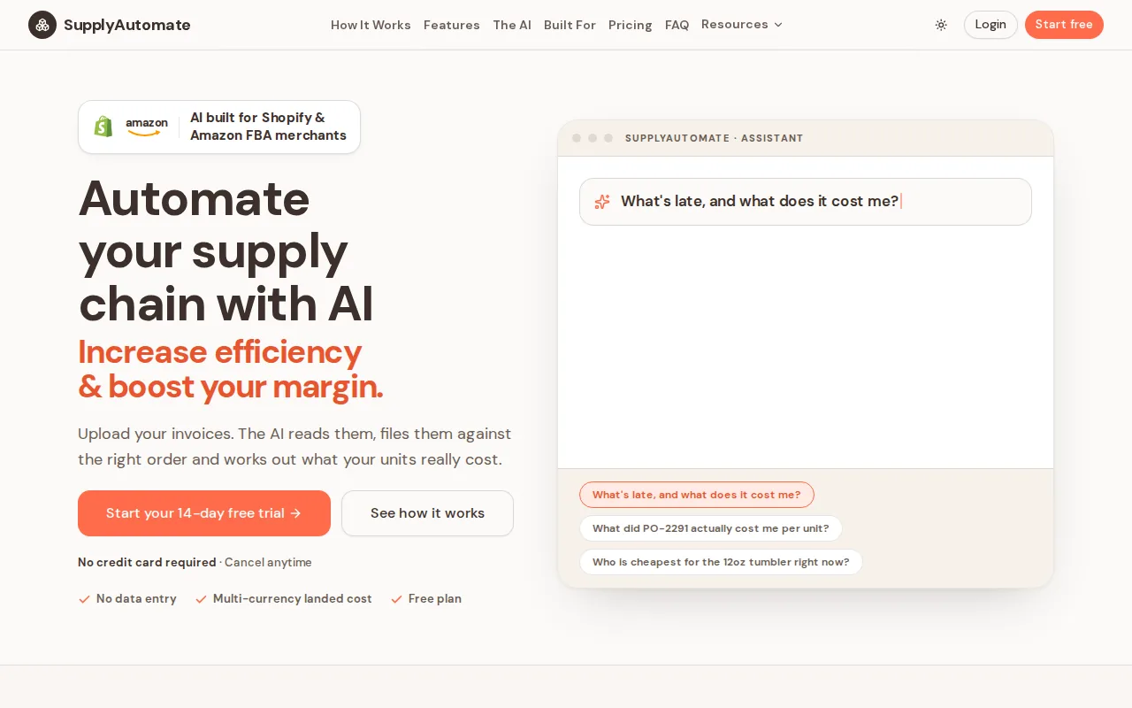 Purchase orders, supplier invoices, and landed cost in one e-commerce workflow
