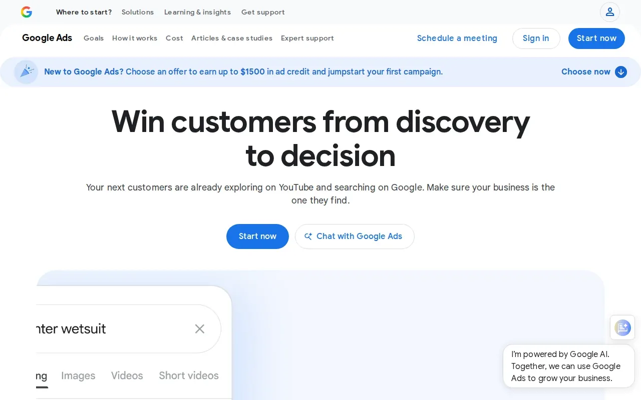 Screenshot of the Google Ads website