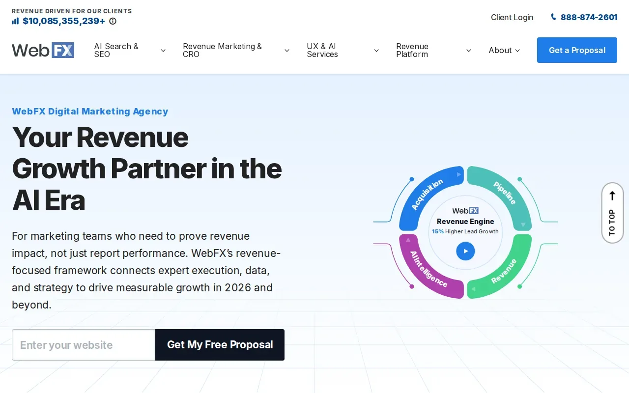 Screenshot of the WebFX website