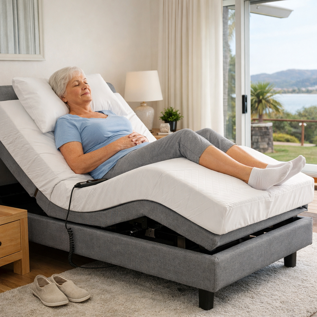 A photorealistic image related to adjustable-bed-for-seniors-with-knee-pain-australia. Alt: adjustable-bed-for-seniors-with-knee-pain-australia