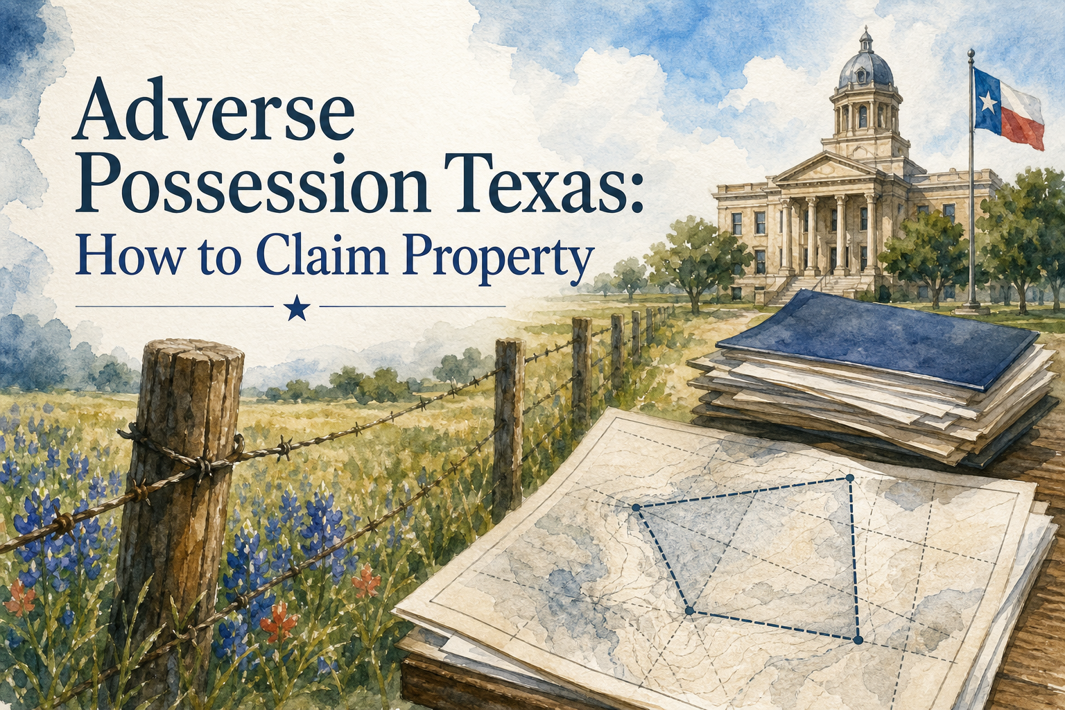 Adverse possession Texas property claim timeline and survey map.