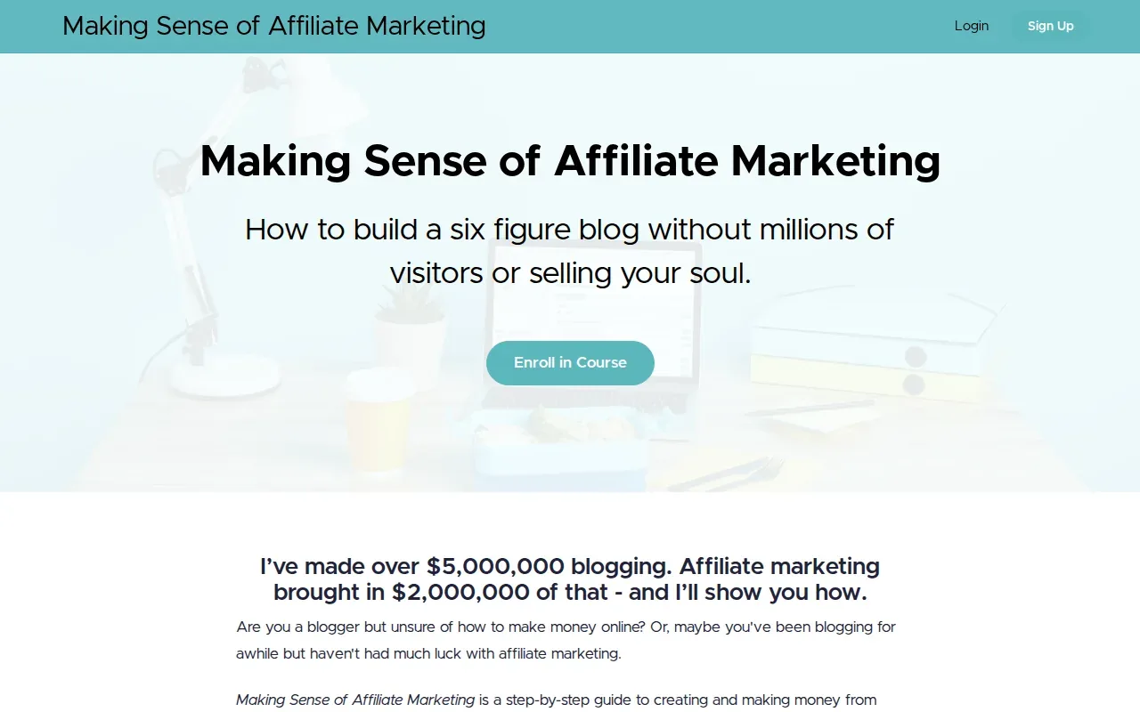 Screenshot of the Making Sense of Affiliate Marketing website