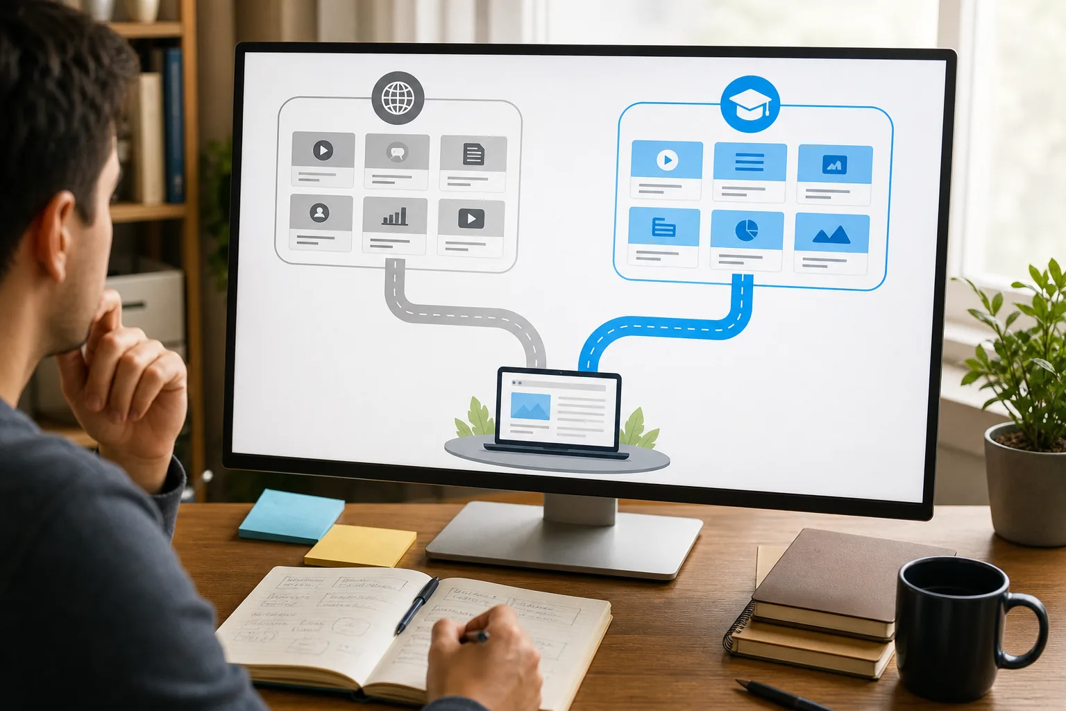 Visual guide to choosing free or paid affiliate marketing training.