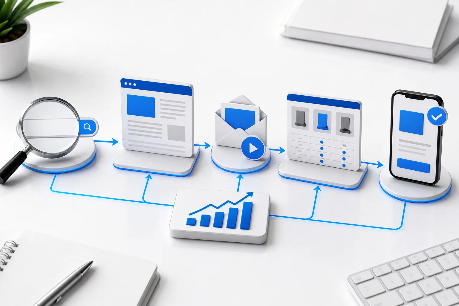 Affiliate marketing growth system from search traffic to helpful content and tracked links.