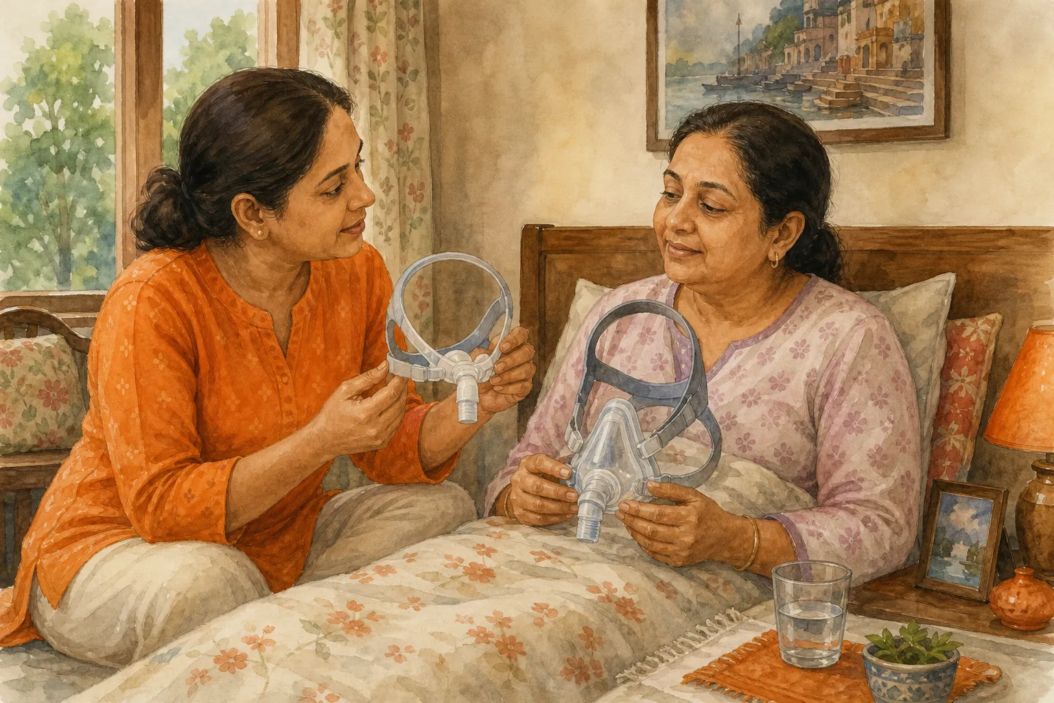 CPAP mask styles and comfortable mask fitting at home in India.