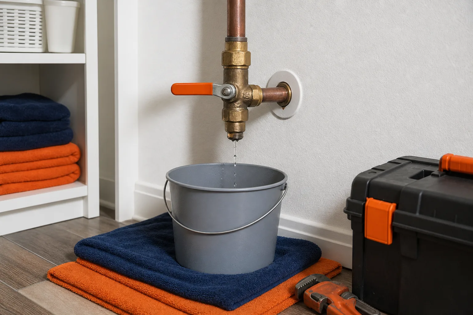emergency plumbing water shutoff valve and leak control in an Orange County home.