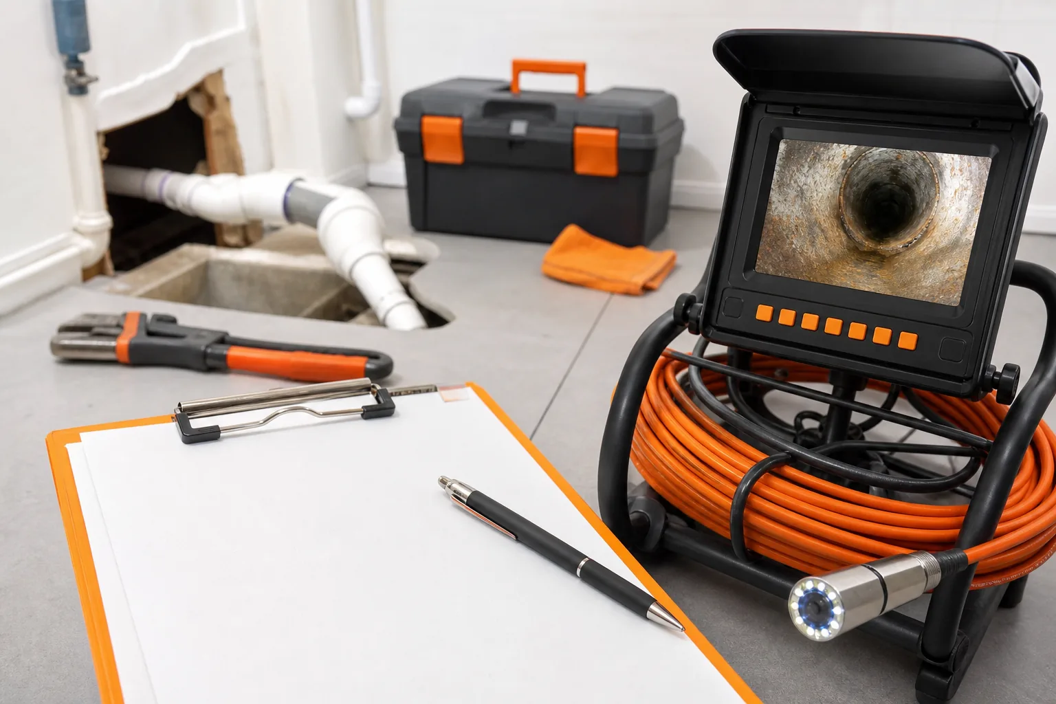plumber inspection estimate and sewer camera diagnosis for emergency repair.