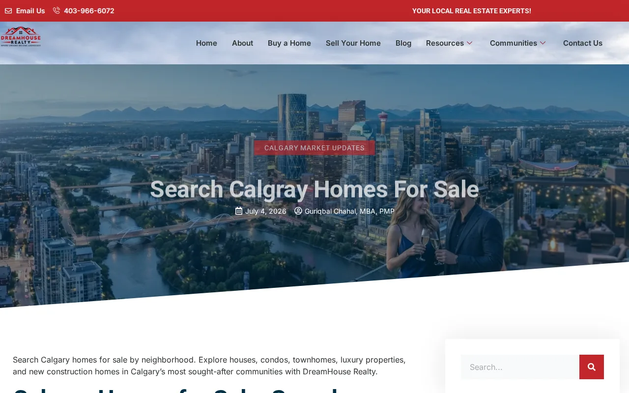 Screenshot of the DreamHouse Realty website
