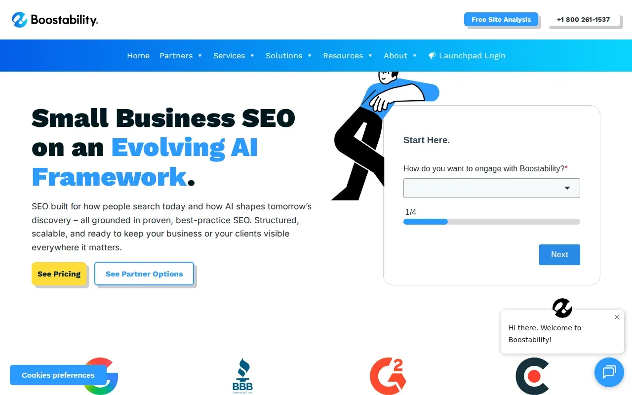 Screenshot of the Boostability website