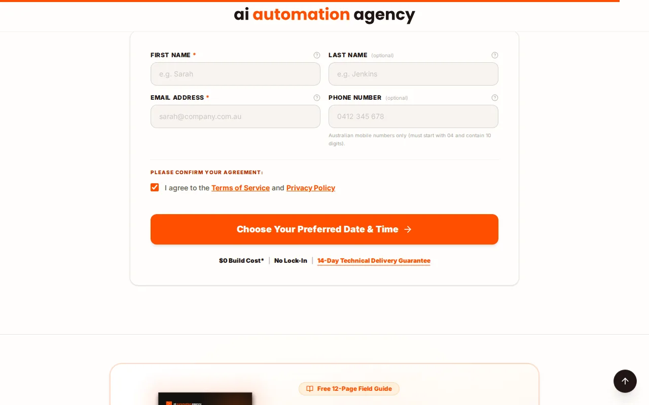 Screenshot of the AI Automation Agency website