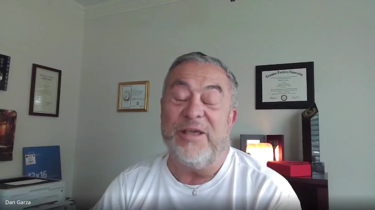 Dan Garza speaking on a video call