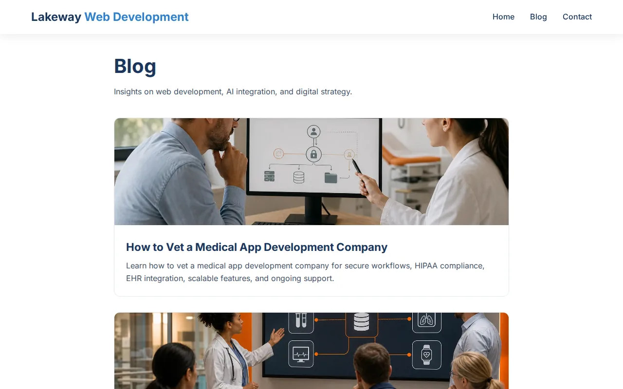 Screenshot of the Lakeway Web Development website