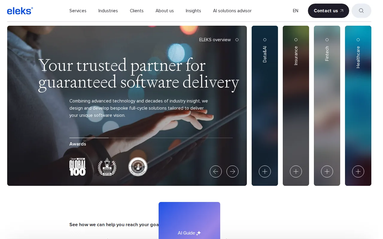 Screenshot of the Eleks website