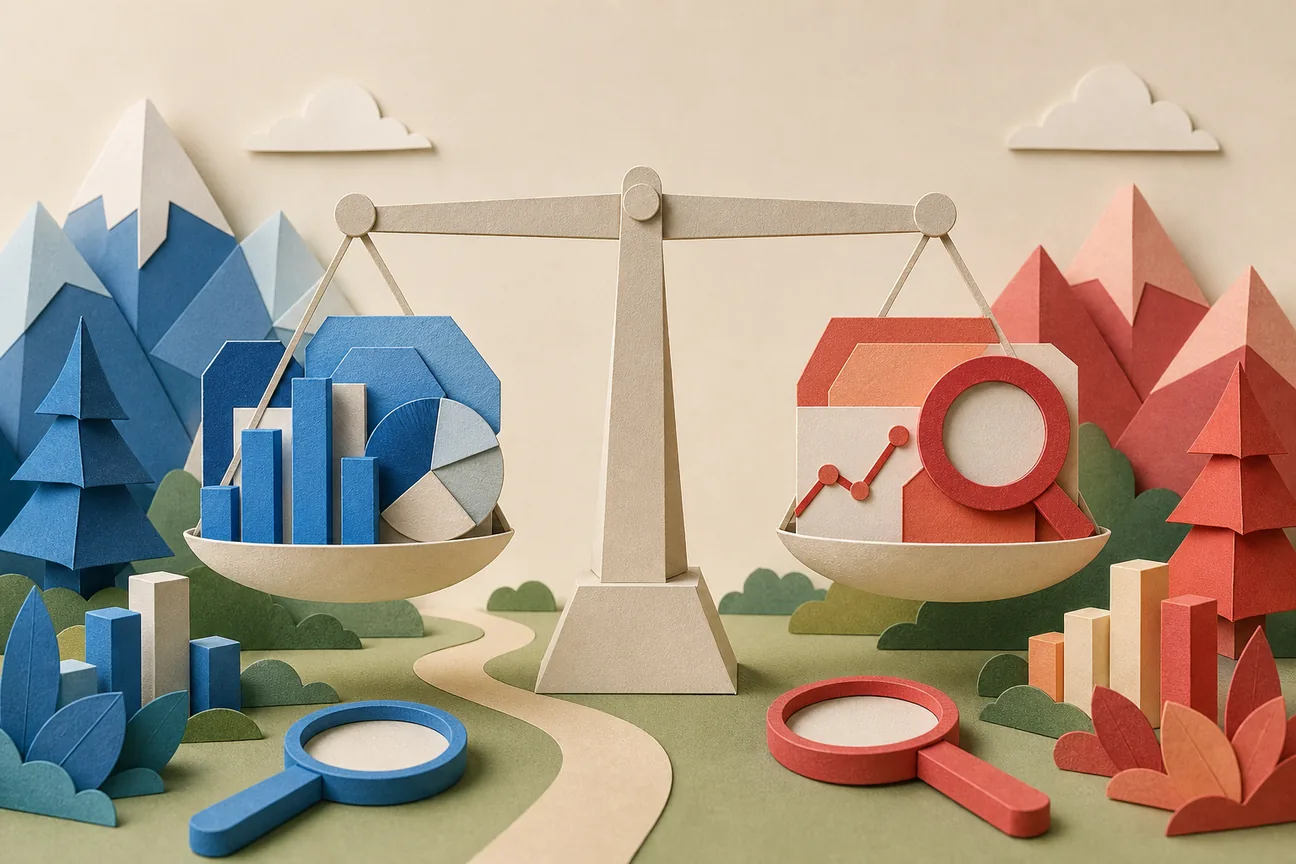 Papercraft illustration of Best Ahrefs vs KWFinder Comparison