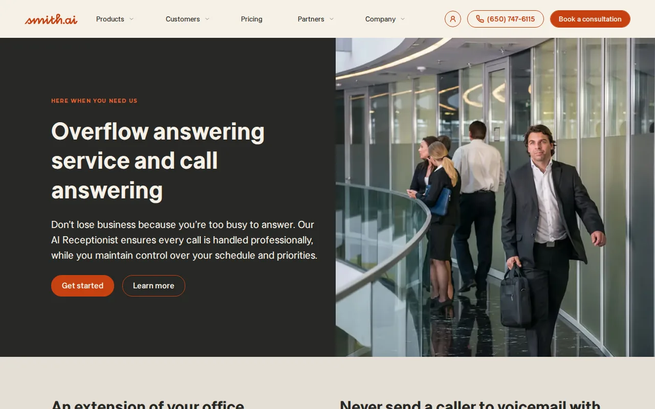 Screenshot of the Smith.ai website