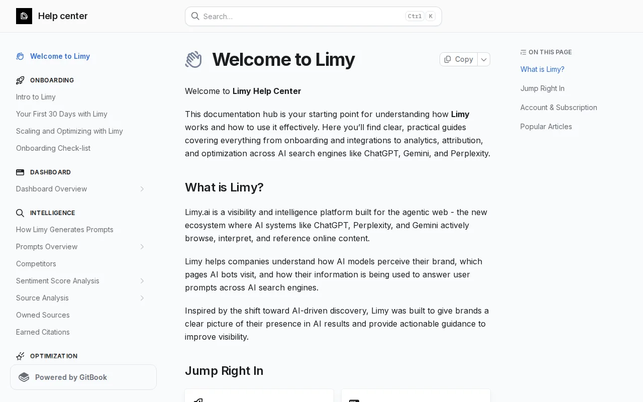 Screenshot of the Limy website