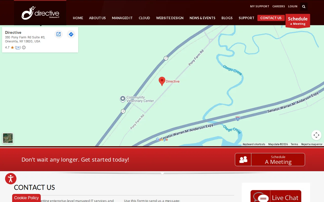 Screenshot of the Directive website