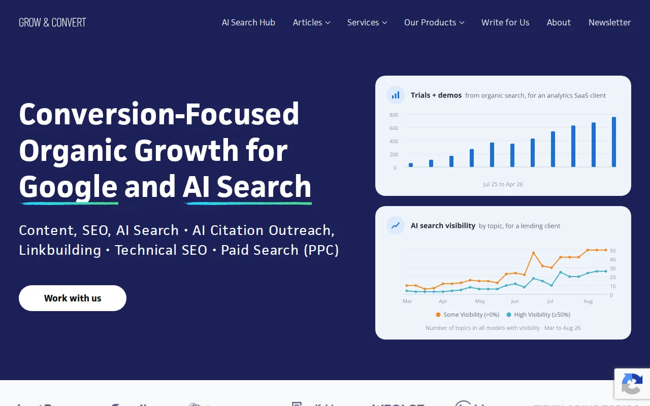 Screenshot of the Grow and Convert website