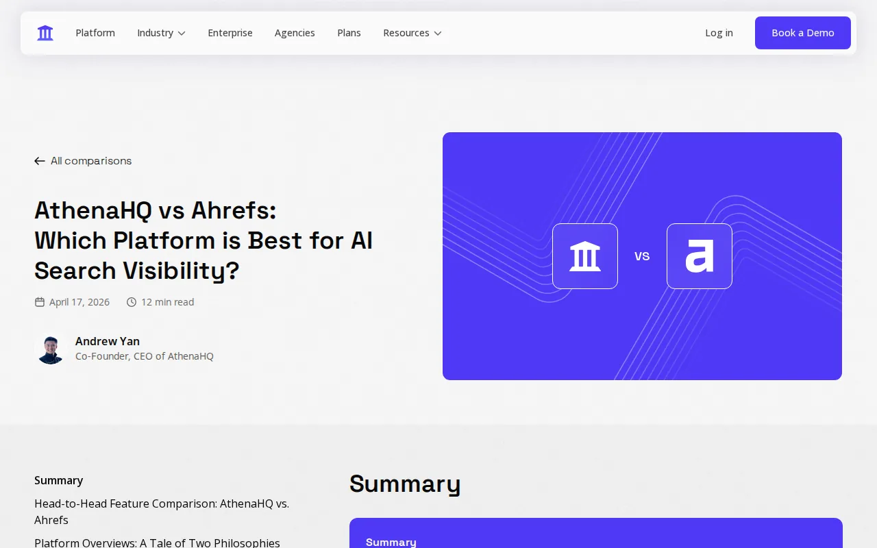 Screenshot of the AthenaHQ website