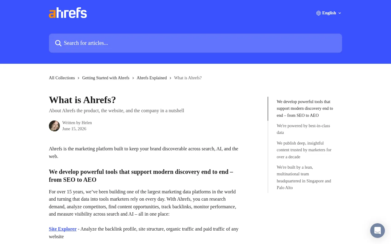 Screenshot of the Ahrefs website