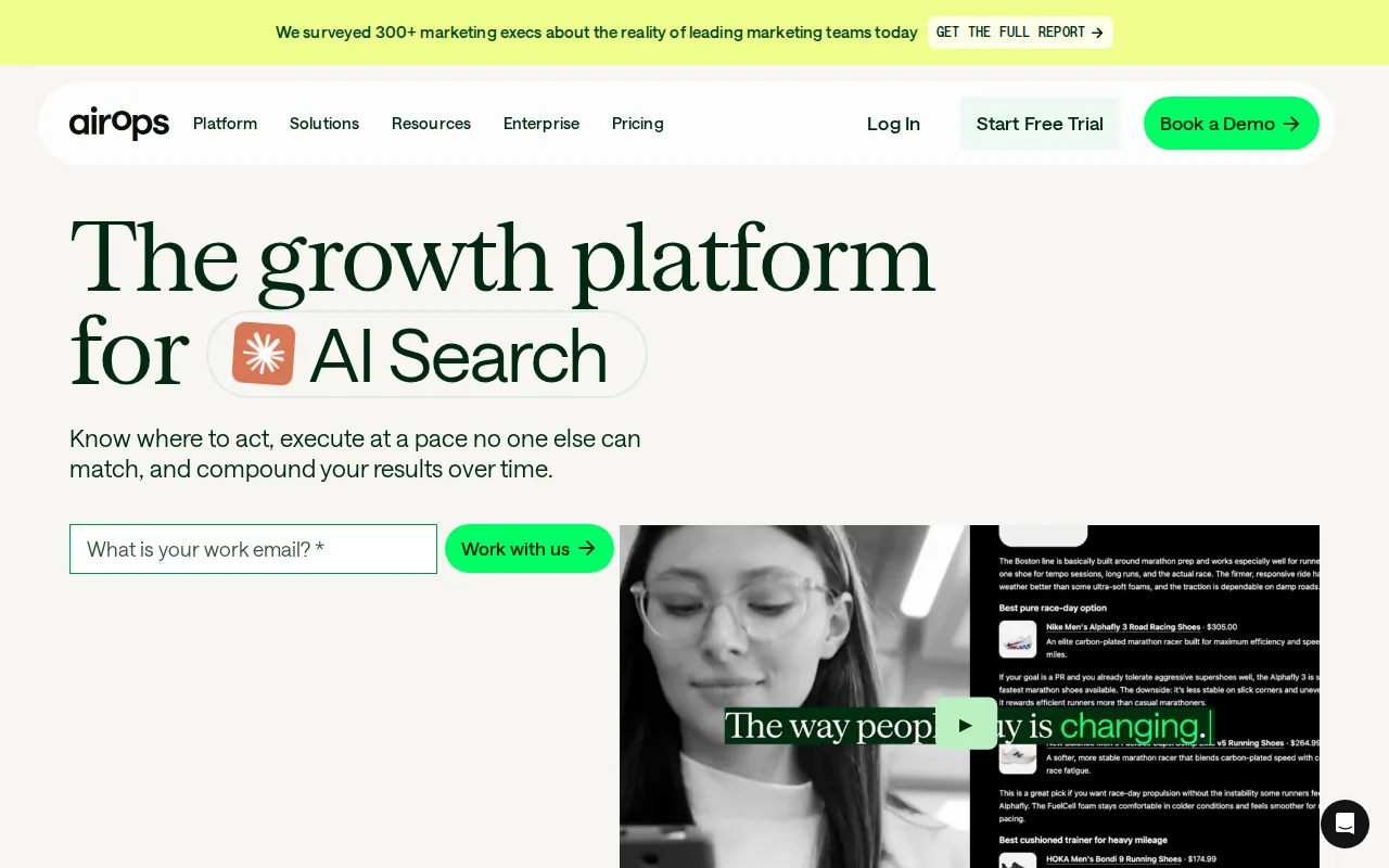 Screenshot of the AirOps website