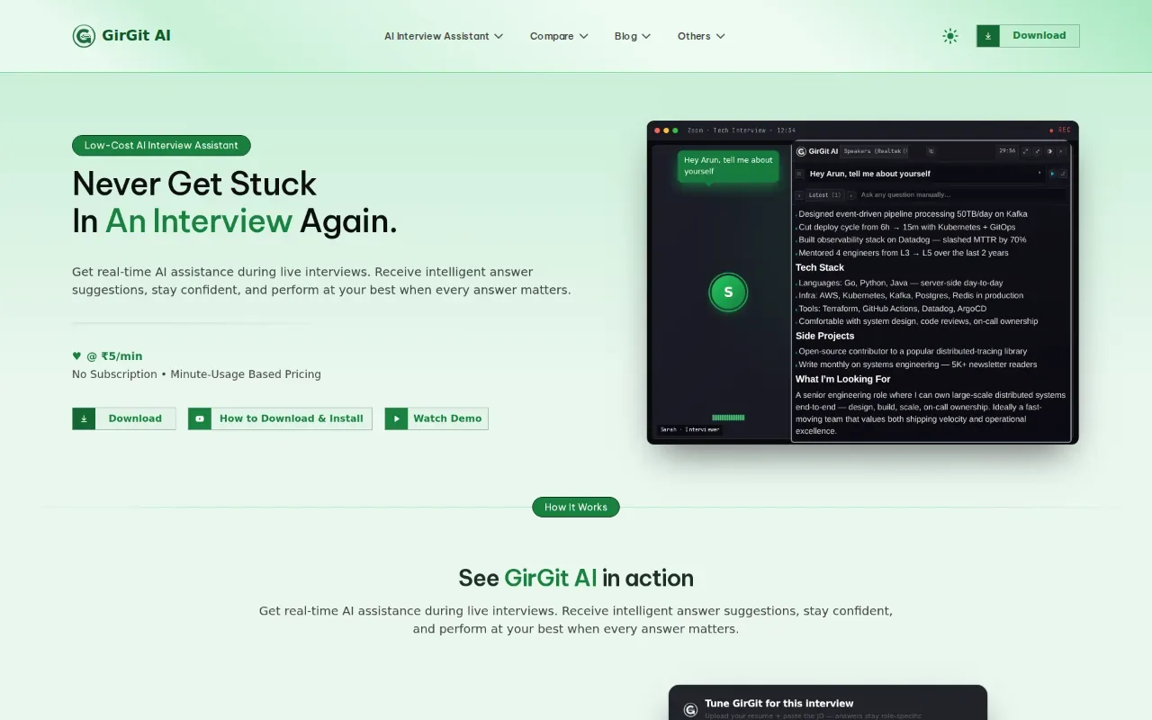 Screenshot of the GirGit AI website