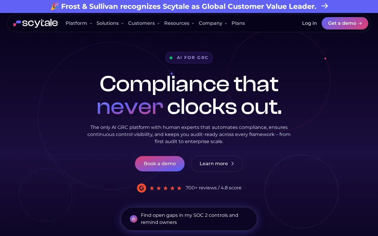 Screenshot of the Scytale website