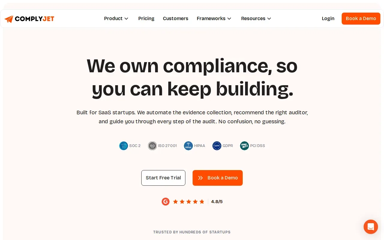 Screenshot of the ComplyJet website