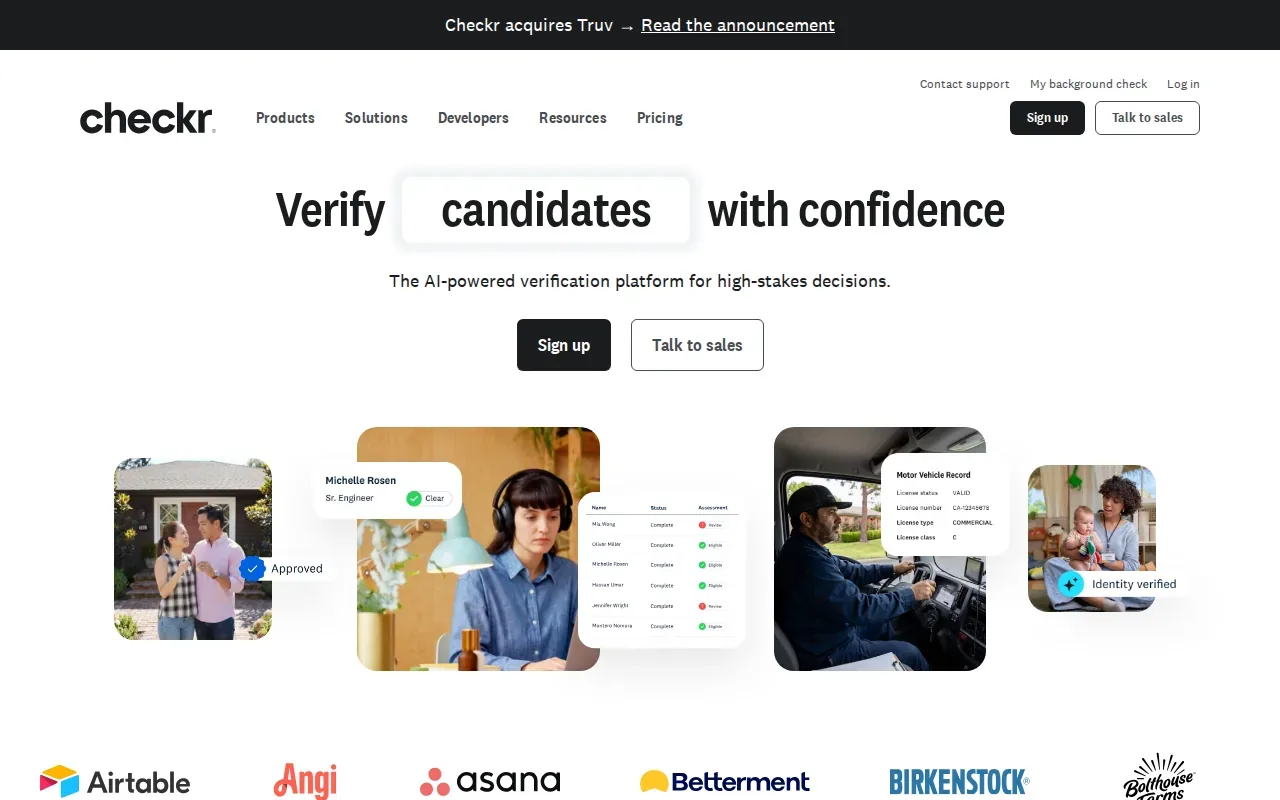 Screenshot of the Checkr website