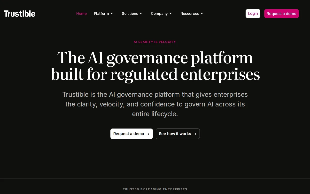 Screenshot of the Trustible website