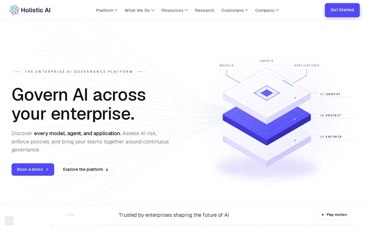 Screenshot of the Holistic AI Platform website