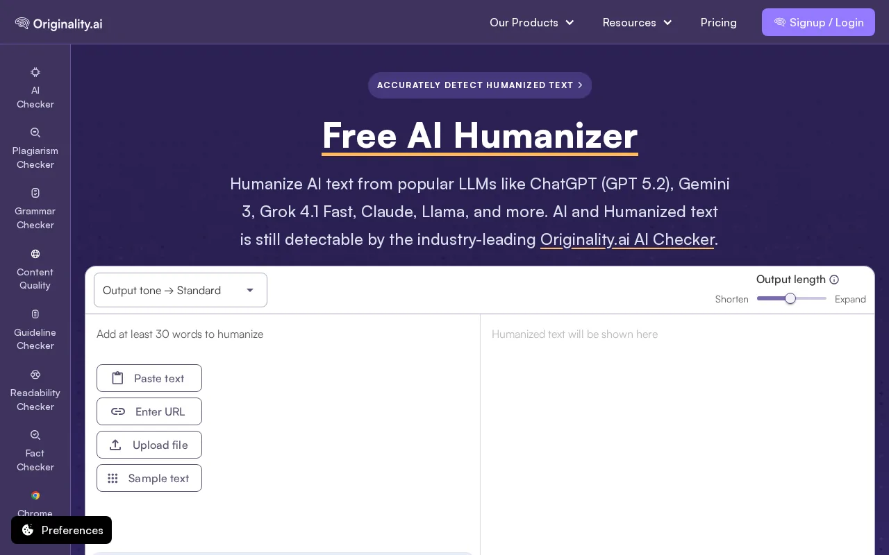 Originality.ai: visual reference for 12. Originality.ai, checking what you are about to publish