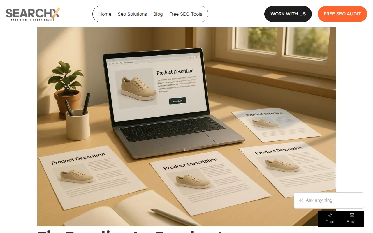 Screenshot of the SearchX website