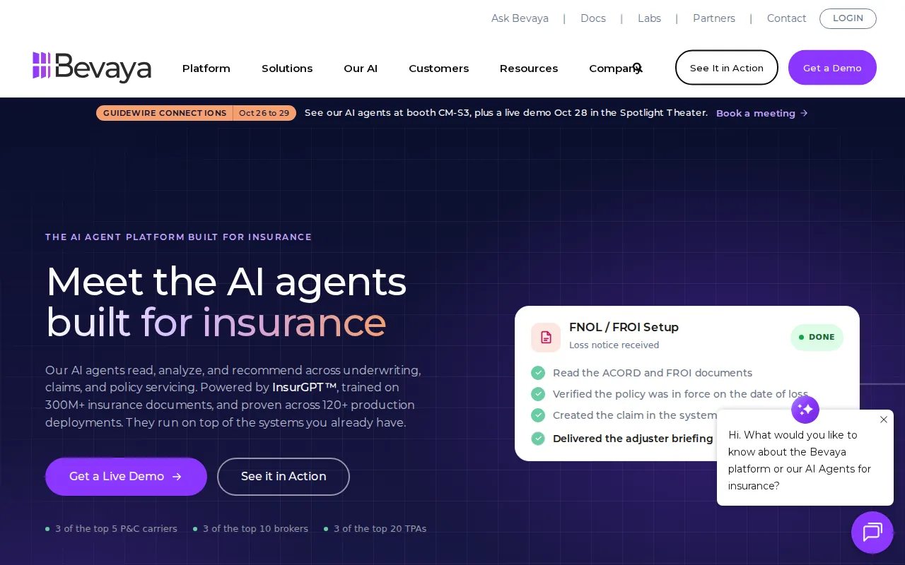 Screenshot of the Bevaya website