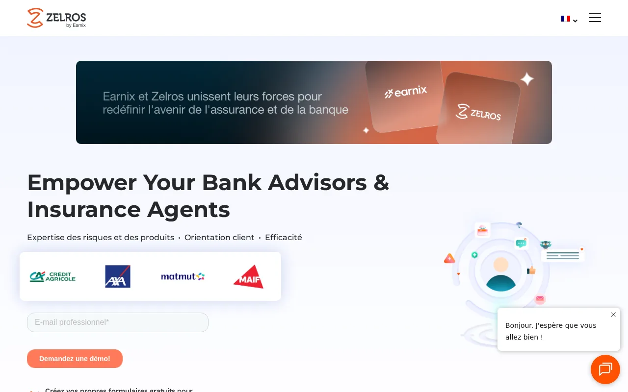 Screenshot of the Zelros website
