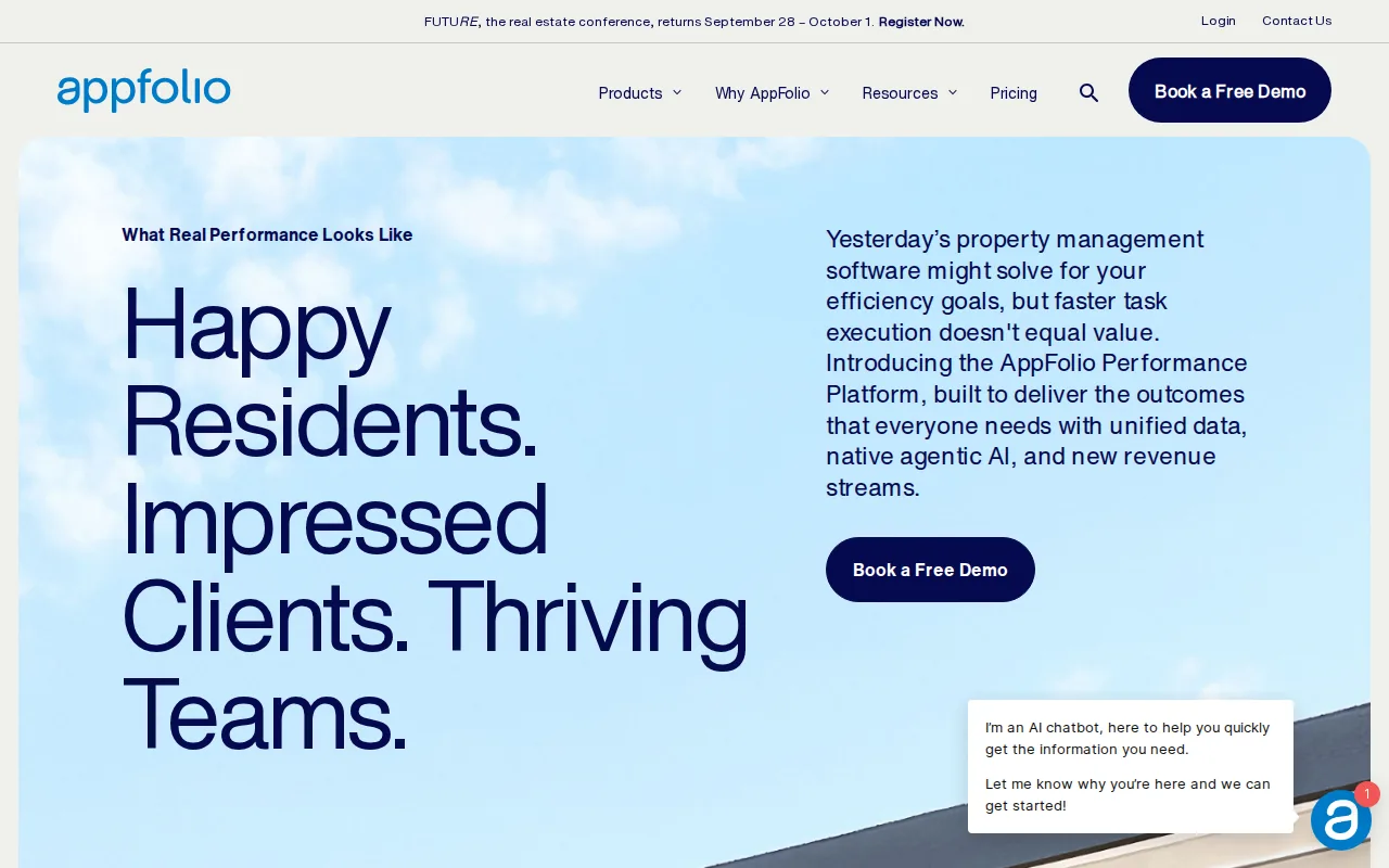 Screenshot of the AppFolio AI: Native leasing website