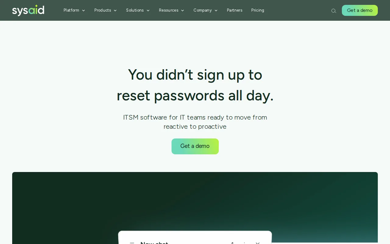 Screenshot of the SysAid website