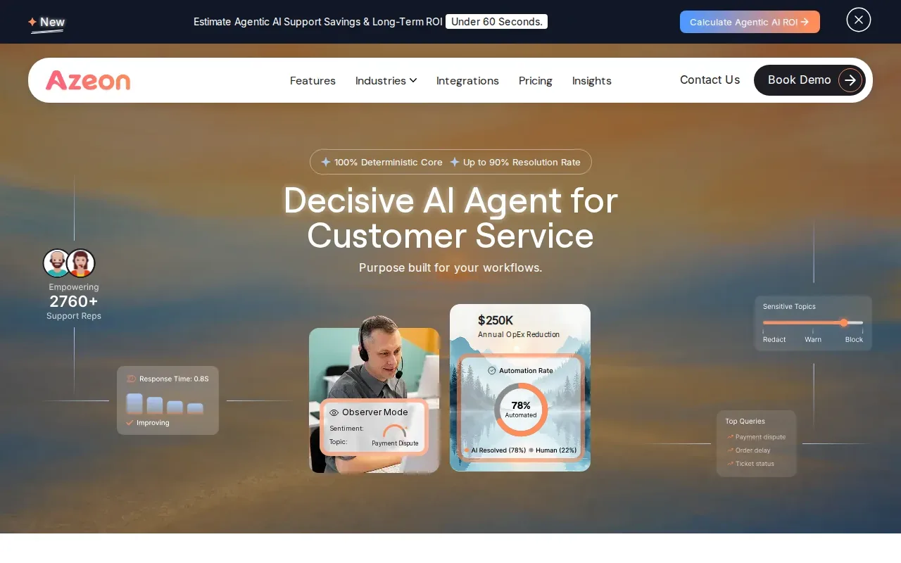 Screenshot of the Azeon website