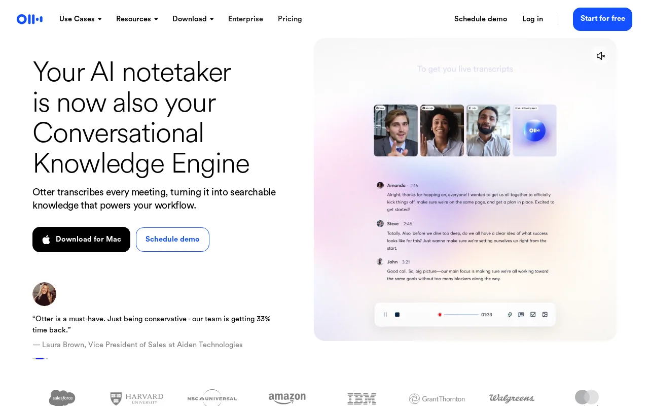 Screenshot of the Otter.ai website