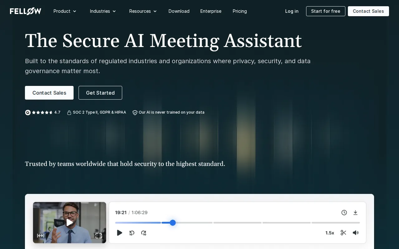 Screenshot of the Fellow website