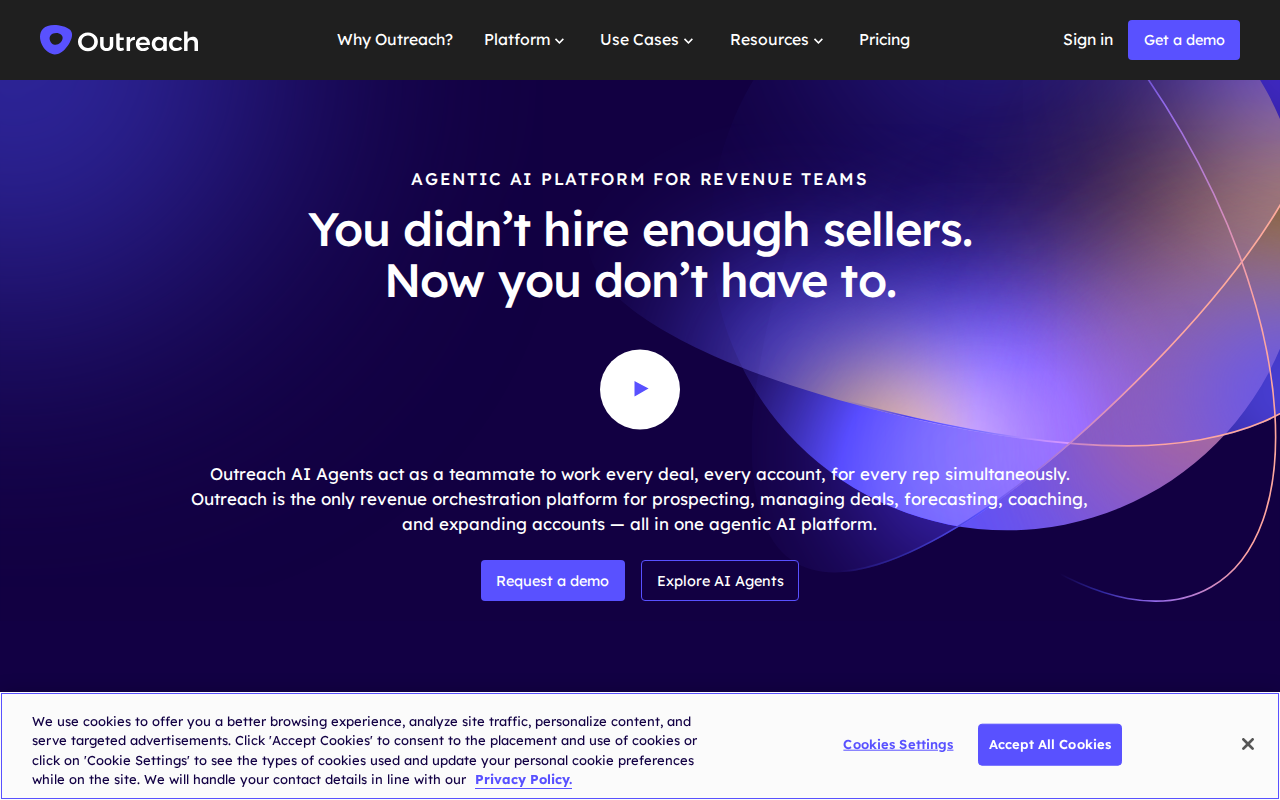 Outreach.io homepage screenshot
