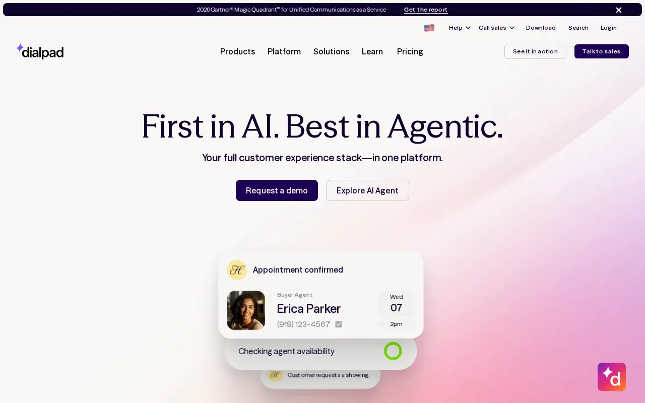 Screenshot of the Dialpad website